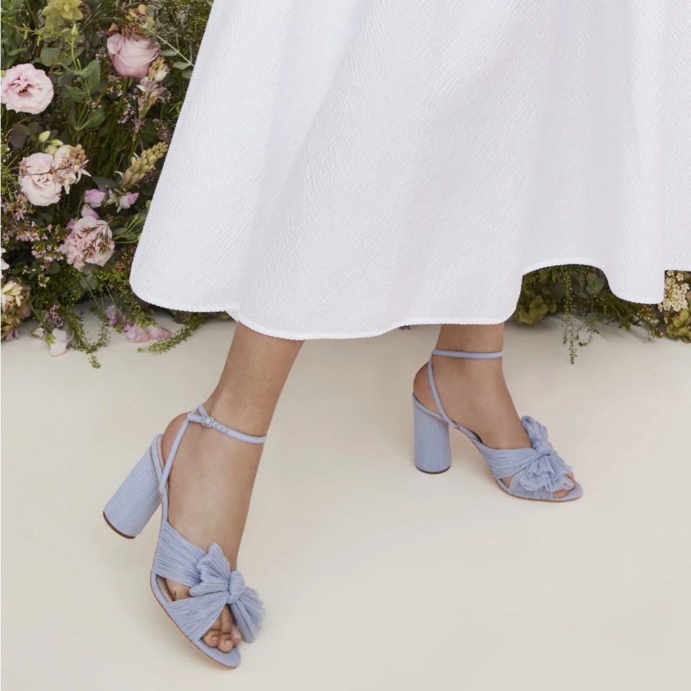 Camellia Blue Pleated Bow Heel Loeffler Randall